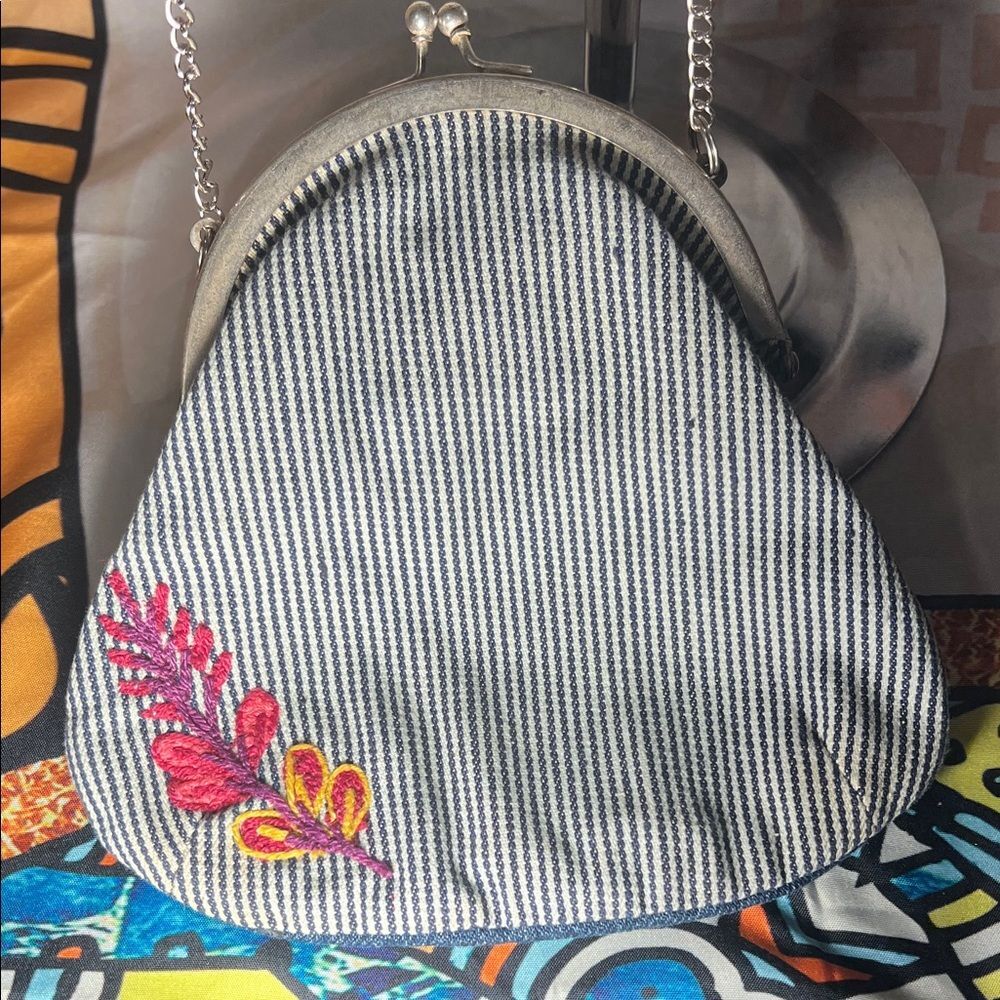 Lucky Brand Blue Crossbody Bag with Floral Embroidery - Picture 3 of 10